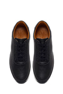 Erkek Siyah Bağcıklı Deri Casual Sneaker | Derimod