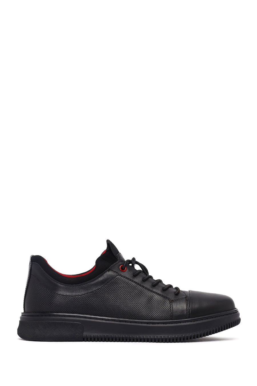 Erkek Siyah Bağcıklı Deri Sneaker WM720004DB | Derimod