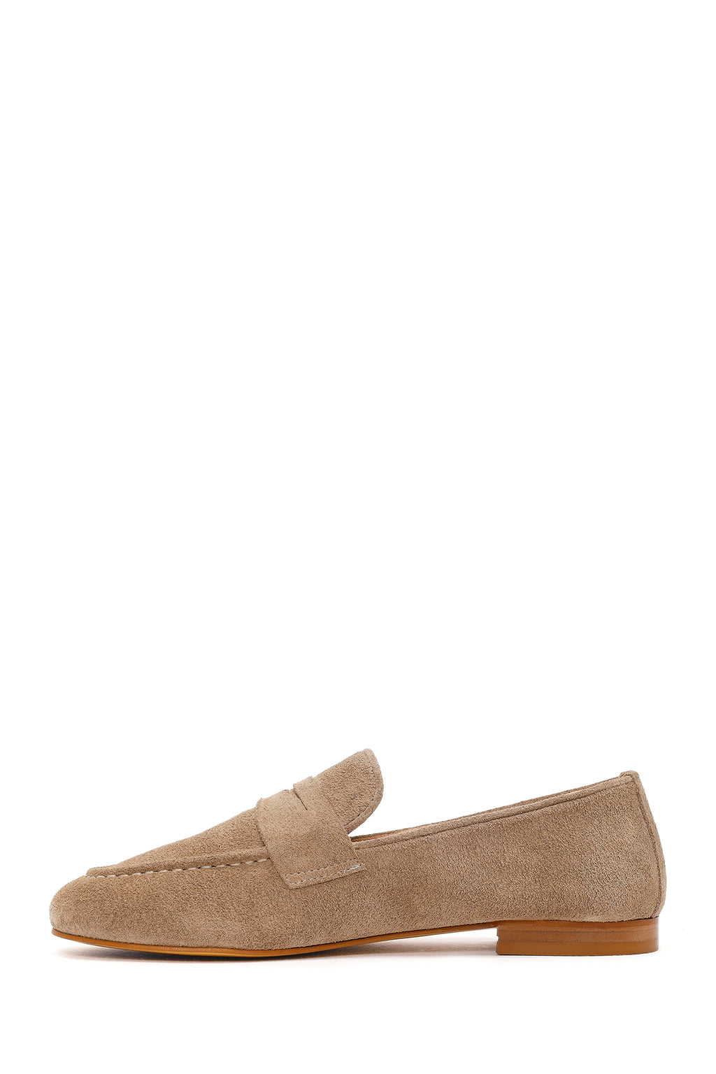 Kadın Bej Süet Deri Maskülen Loafer