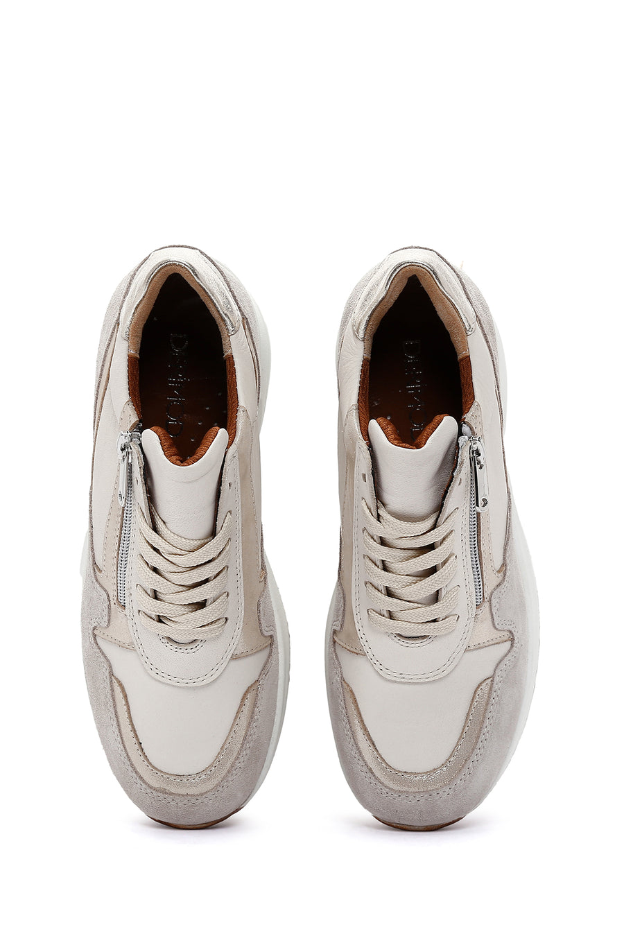 Women's Beige Leather Thick Soled Sneaker