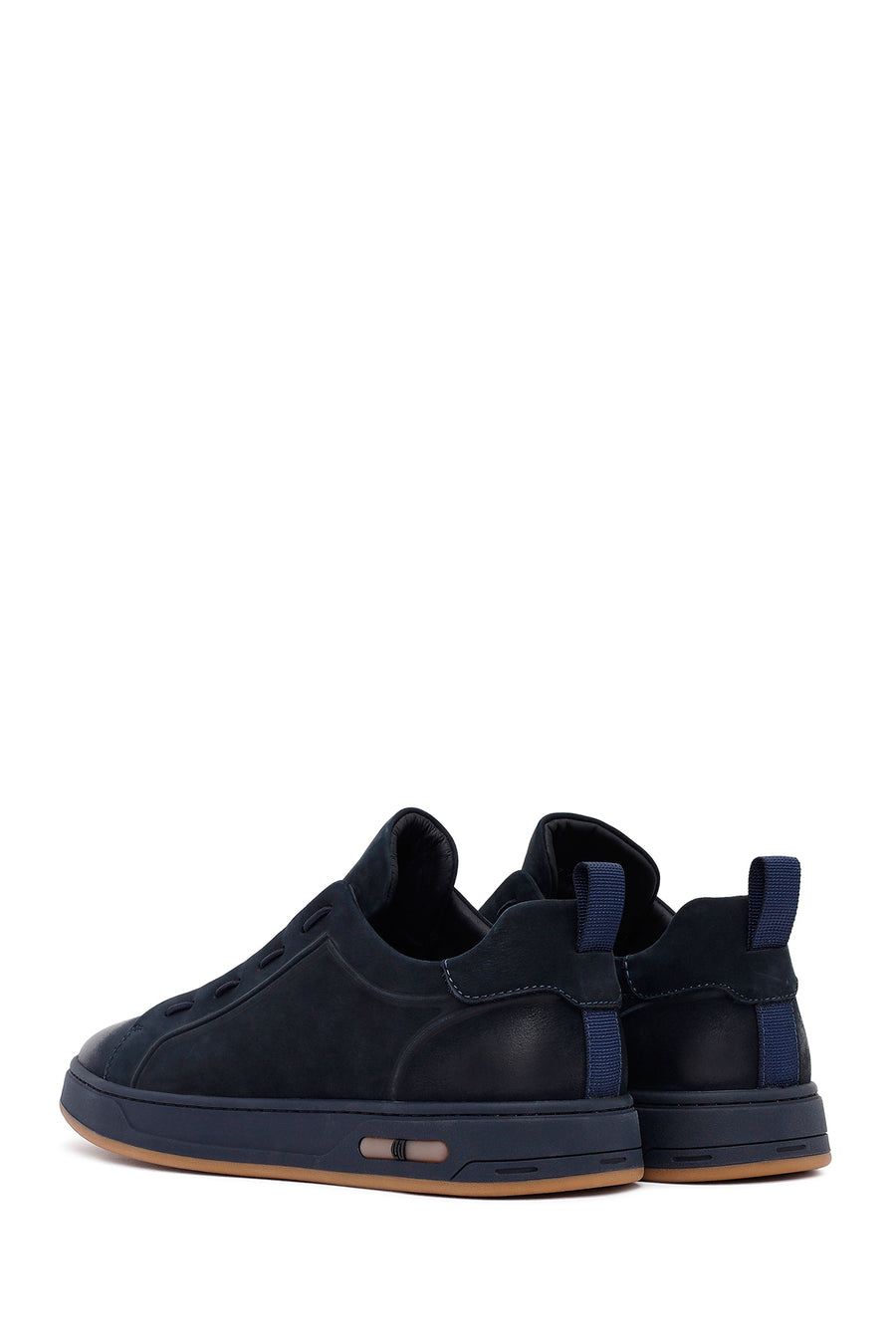Male Navy Lace-up Nubuck Leather Sneaker