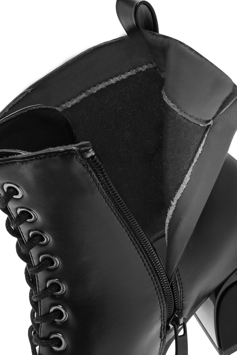Women's Black Zippered Chunky Heel Boots