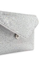 Woman Silver Chain-Strap Stone-Embellished Evening Bag | Derimod