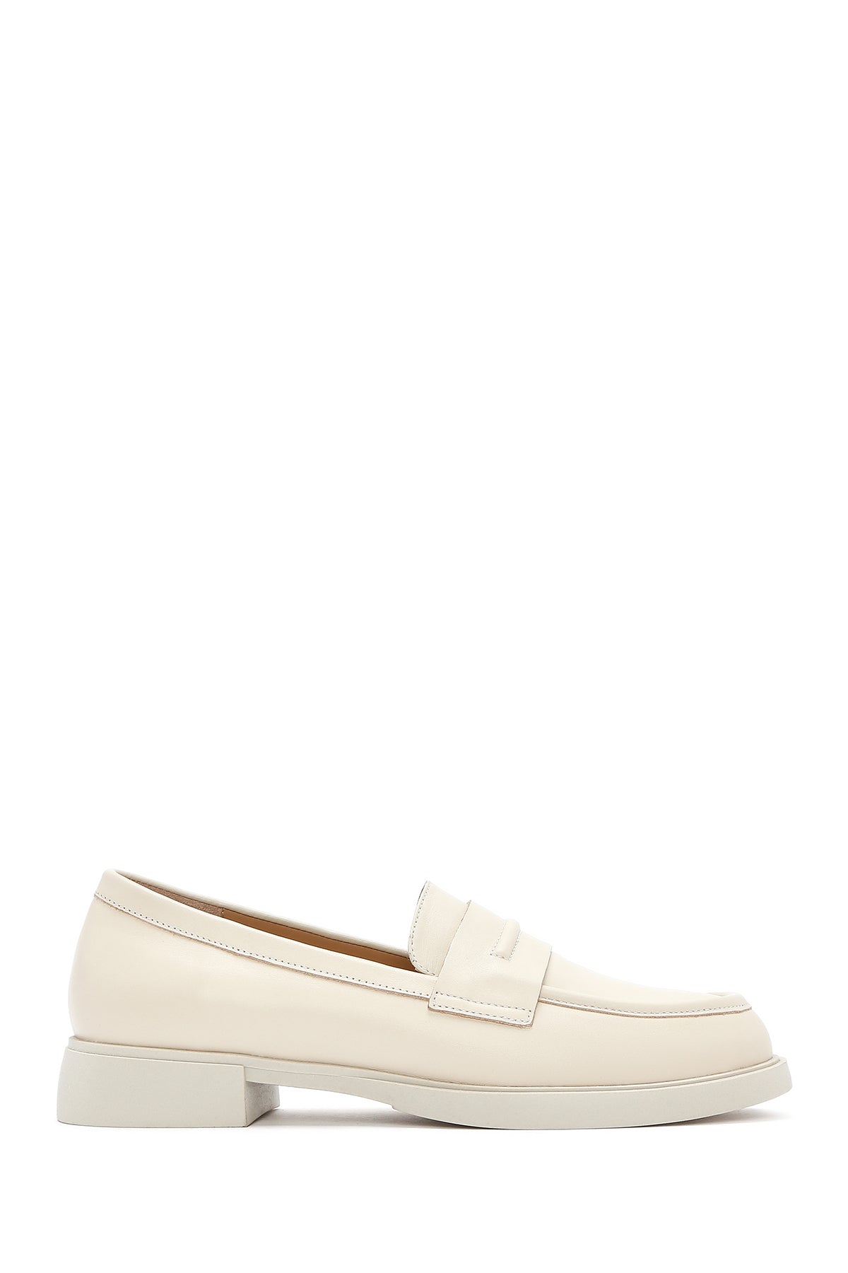 Women's Cream Leather Masculine Loafer 25SFD182318 | Derimod