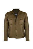 Modric Male Green Leather Jacket | Derimod