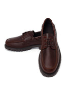 Male Brown Lace-Up Thick-Soled Leather Casual Shoes | Derimod