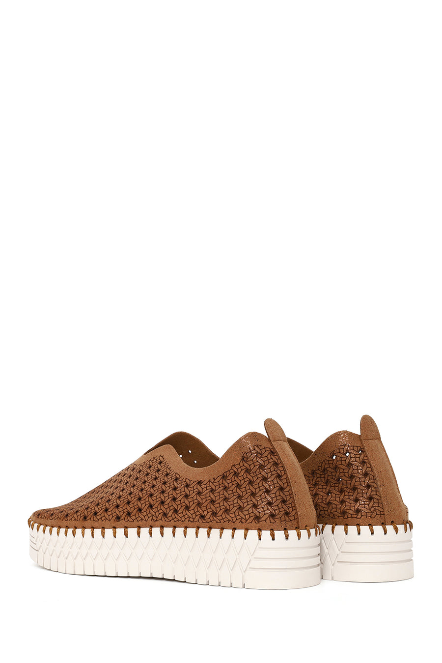 Woman Bronze Lace-Up Thick-Soled Glittery Fabric Casual Shoes