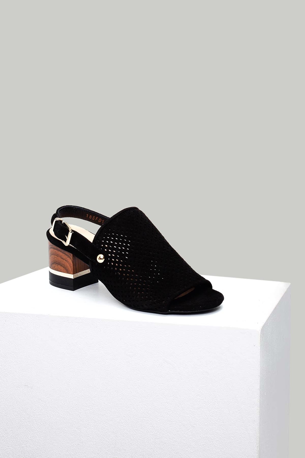 Women's Black Leather Sandals 18SFD143610 | Derimod