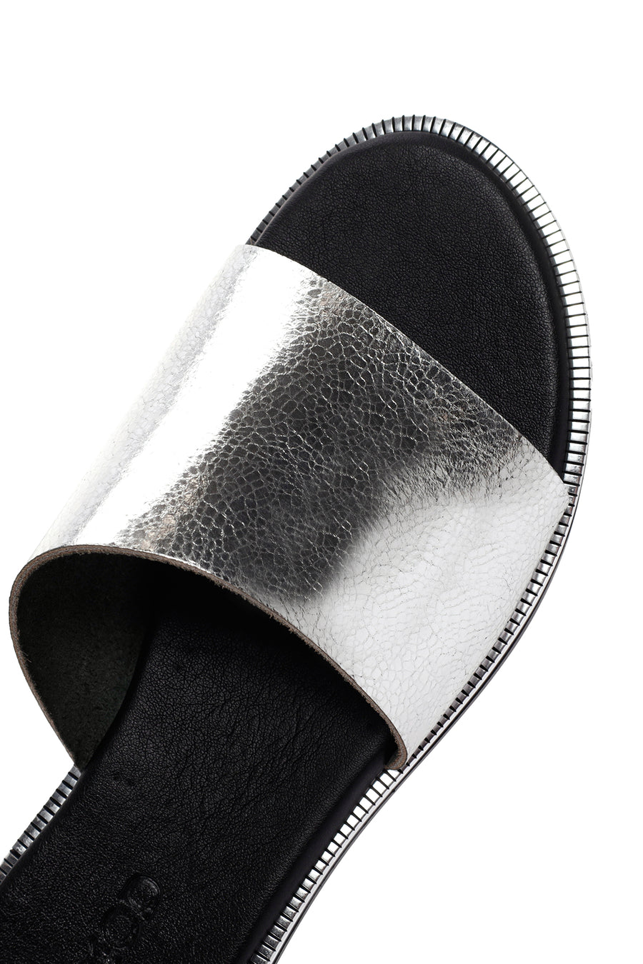 Women's Silver Metallic Leather Slippers