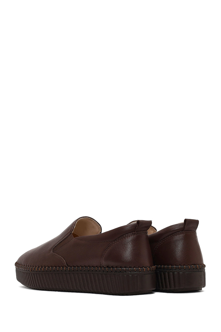 Women's Brown Thick-Soled Leather Comfort Shoe