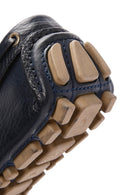 Men's Navy Blue Leather Comfort Loafer | Derimod