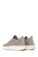 Woman Gray Lace-Up Thick-Soled Patterned Sneaker | Derimod