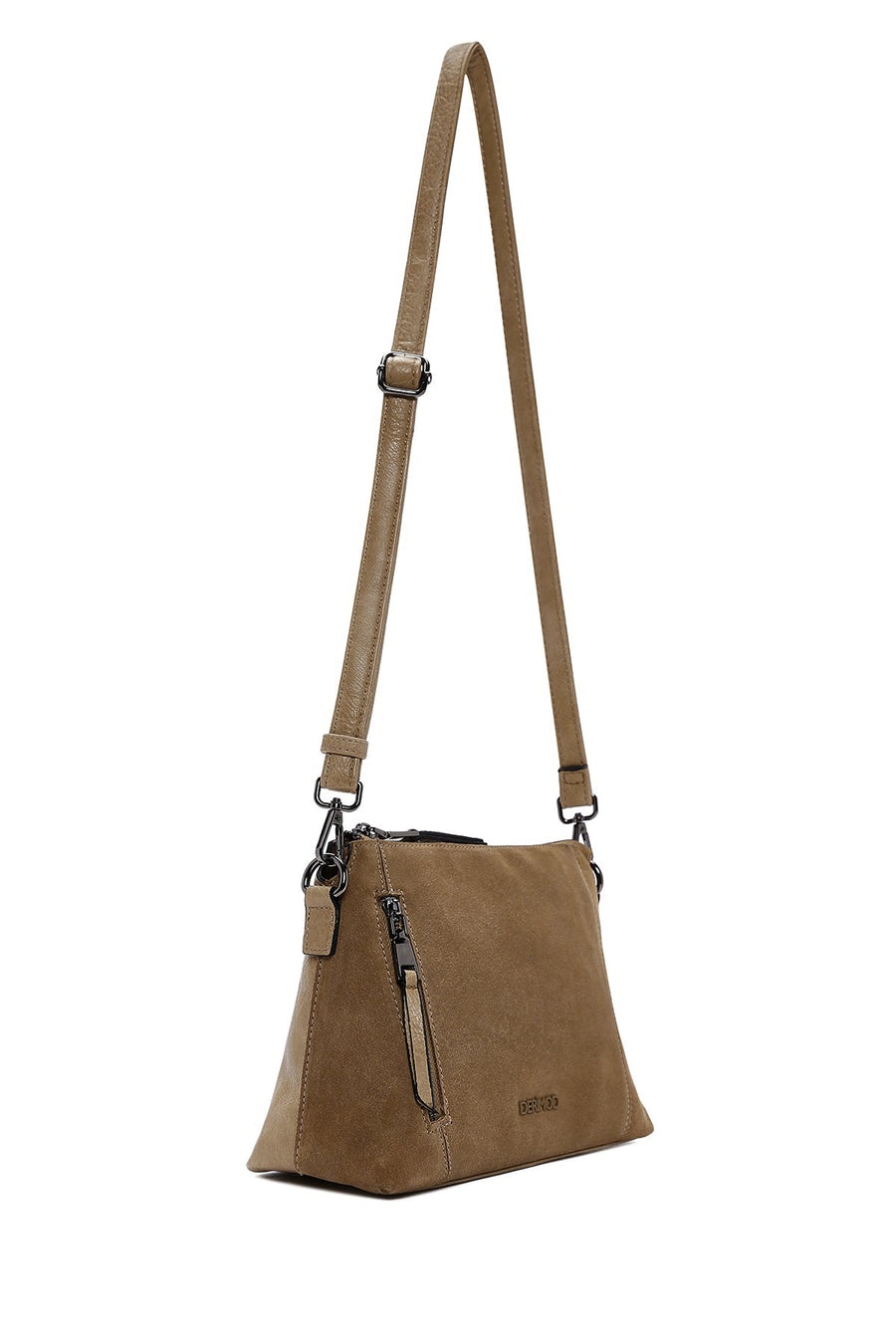 Women's Camel Long Strap Suede Crossbody Bag
