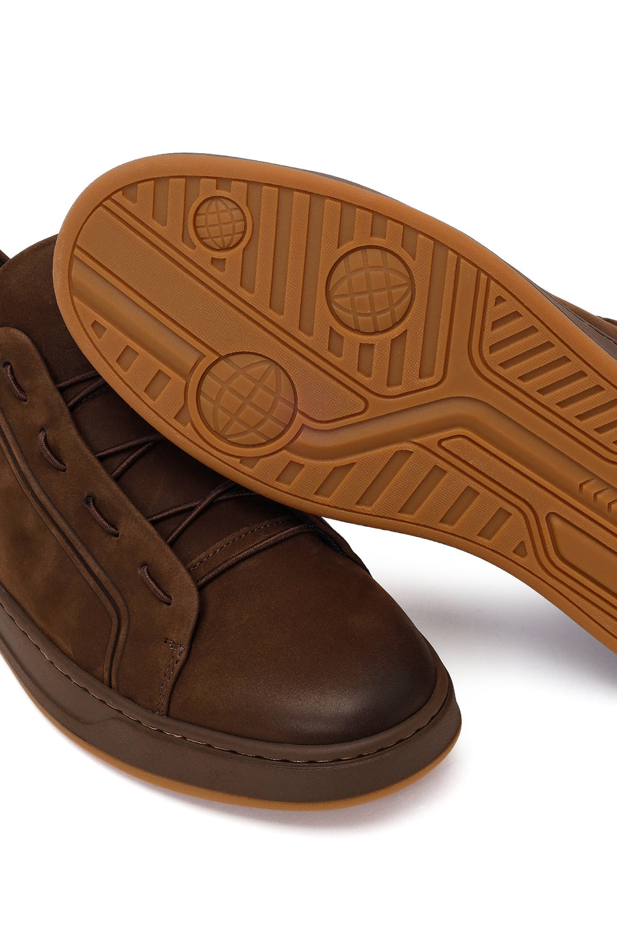 Male Brown Lace-Up Nubuck Leather Sneaker