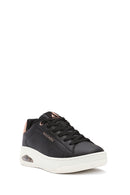 Skechers Women's Black Uno Court Lace-Up Chunky Sole Leather Sneakers | Derimod