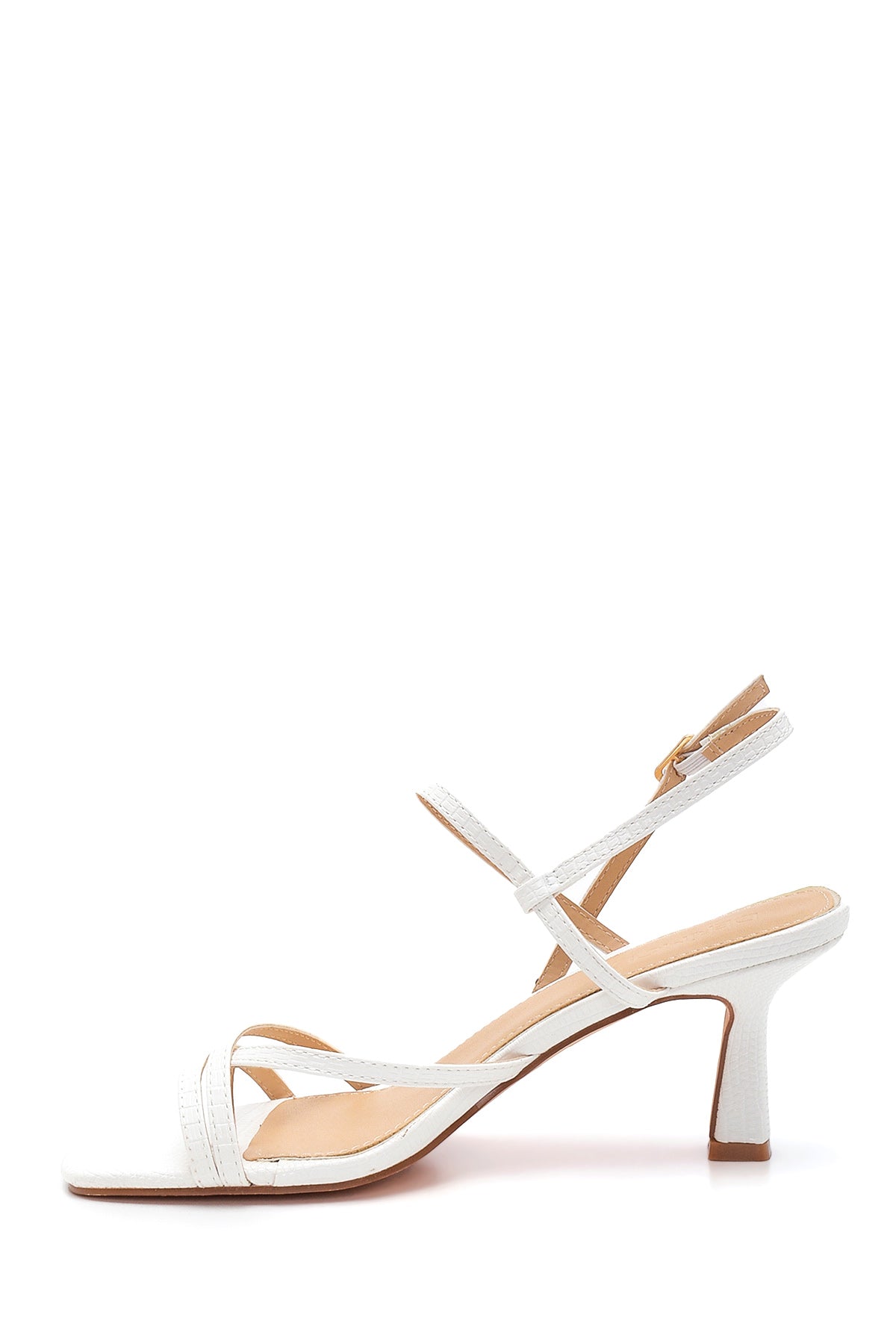 Women's White Printed Heeled Sandals 22SFE492126 | Derimod