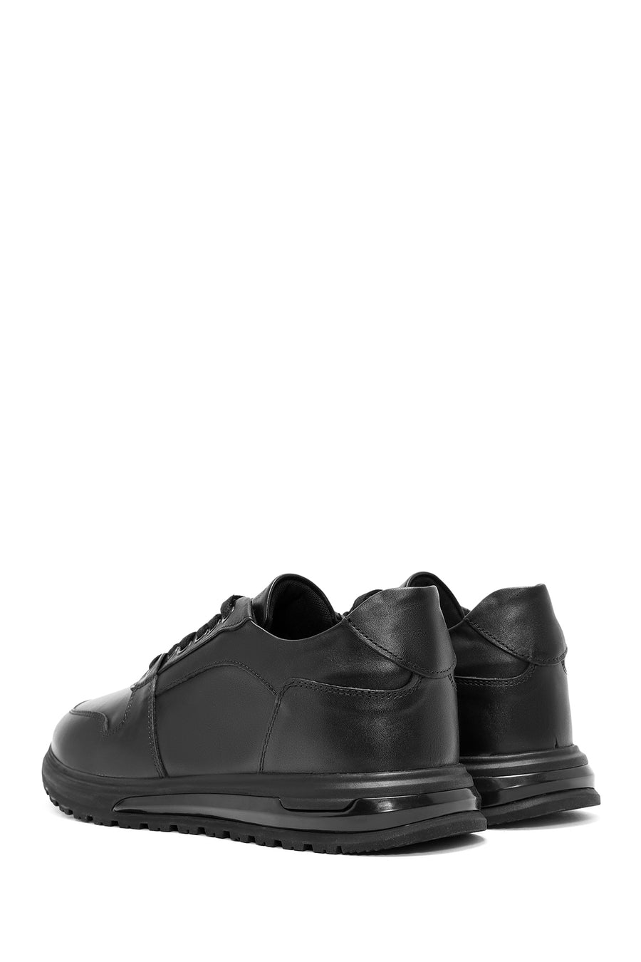 Men's Black Lace-Up Leather Casual Sneaker