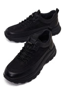Erkek Siyah Bağcıklı Kalın Tabanlı Deri Casual Sneaker | Derimod