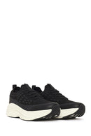 Derimod Zero Woman Black Thick-Soled Lace-Up Fabric Sneakers | Derimod