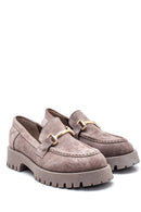 Women's Leather Suede Buckle Loafer | Derimod