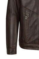 Reynold Male Brown Short Leather Jacket | Derimod