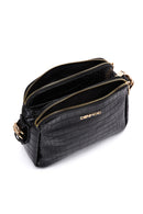 Women's Black Long Strap Crocodile Patterned Crossbody Bag | Derimod