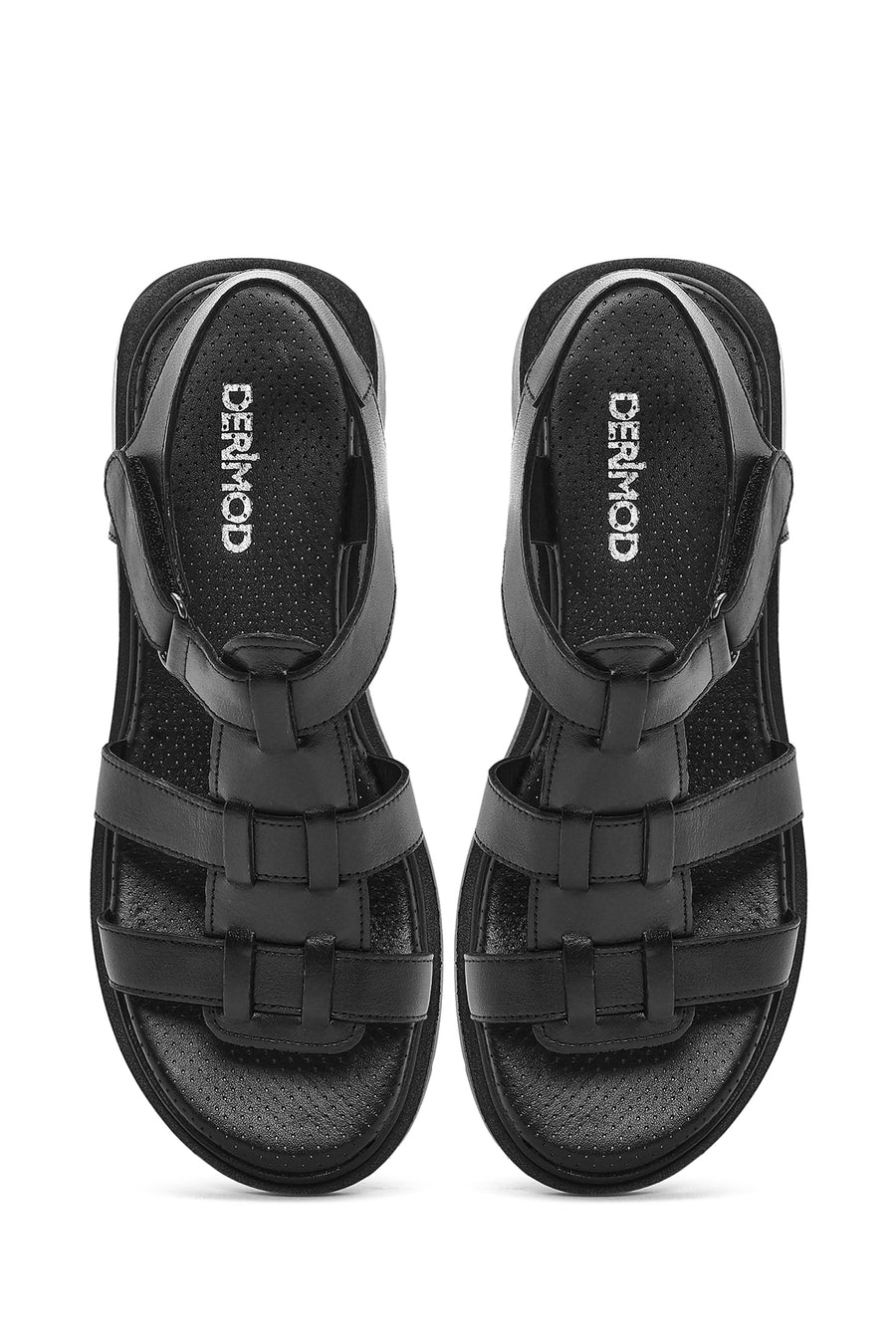 Kadın Siyah Bantlı Deri Sandalet