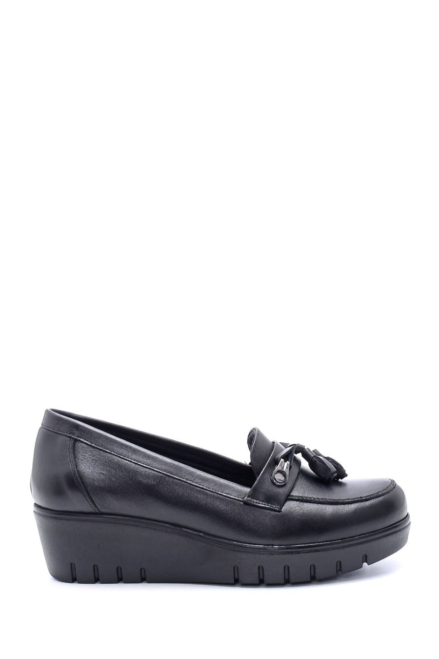 Women's Leather Tassel Detailed Wedge Heel Shoes 20WFD286318 | Derimod