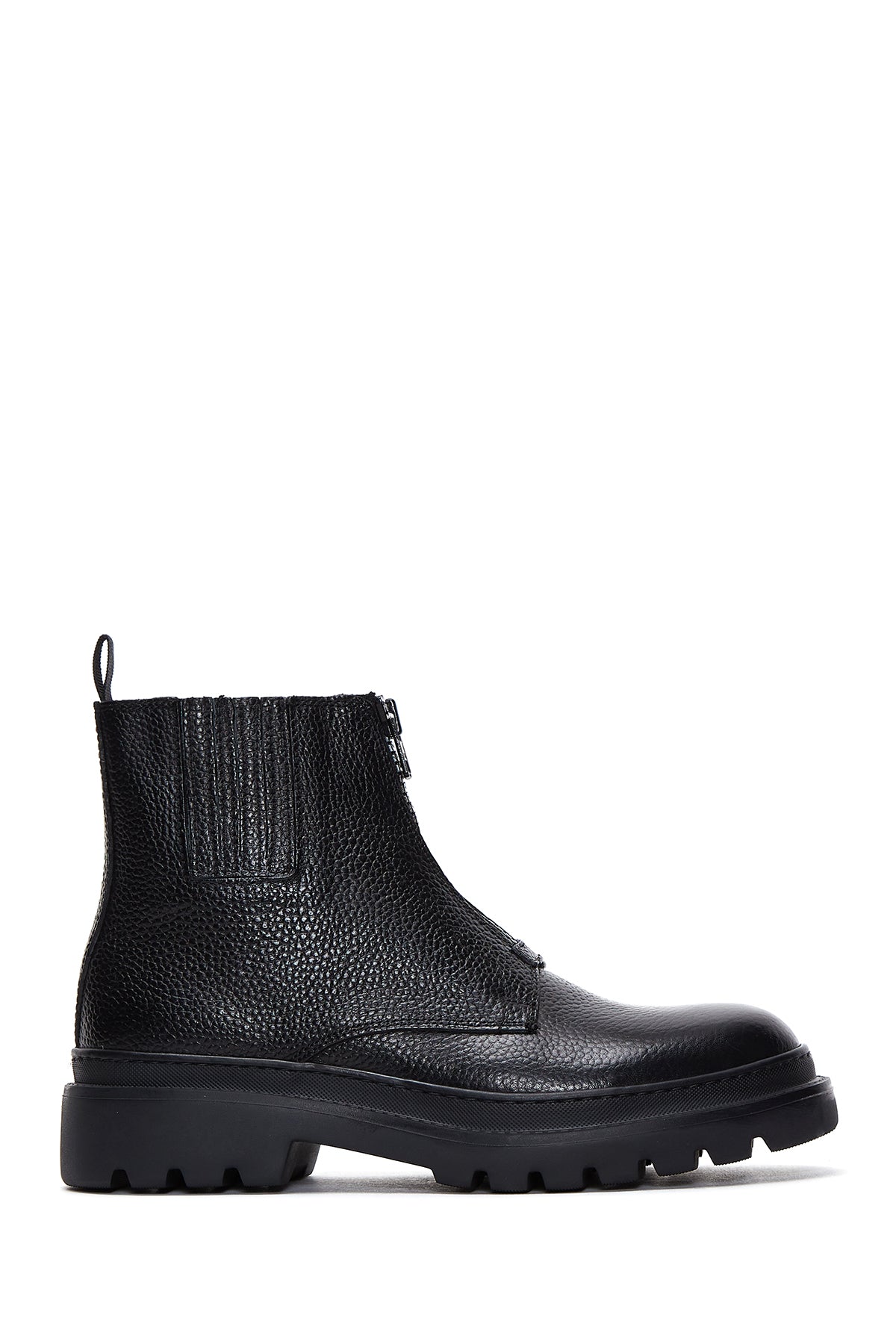 Men's Black Leather Casual Zipper Boots 22WFD6313FT | Derimod