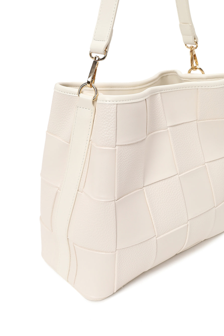 Woman Cream Long-Strap Knitted Shoulder Bag