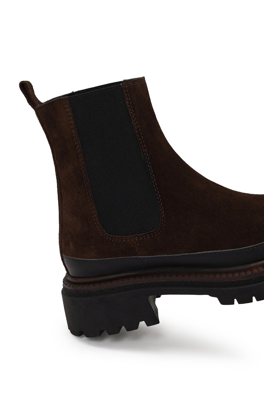 Woman Brown Thick-Soled Suede Chelsea Boots