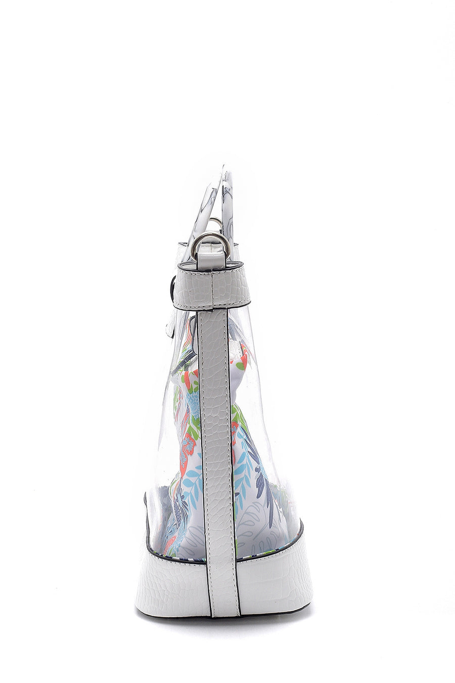 Women's Flower Detailed Transparent Shoulder Bag