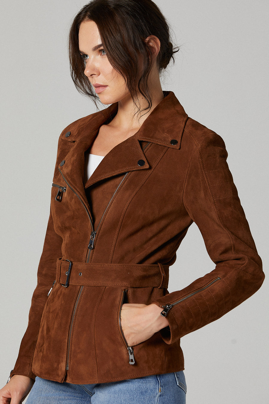Mayfair Women's Suede Leather Jacket 20SGD580410 | Derimod