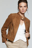 Kylie Women's Camel Suede Leather Jacket | Derimod