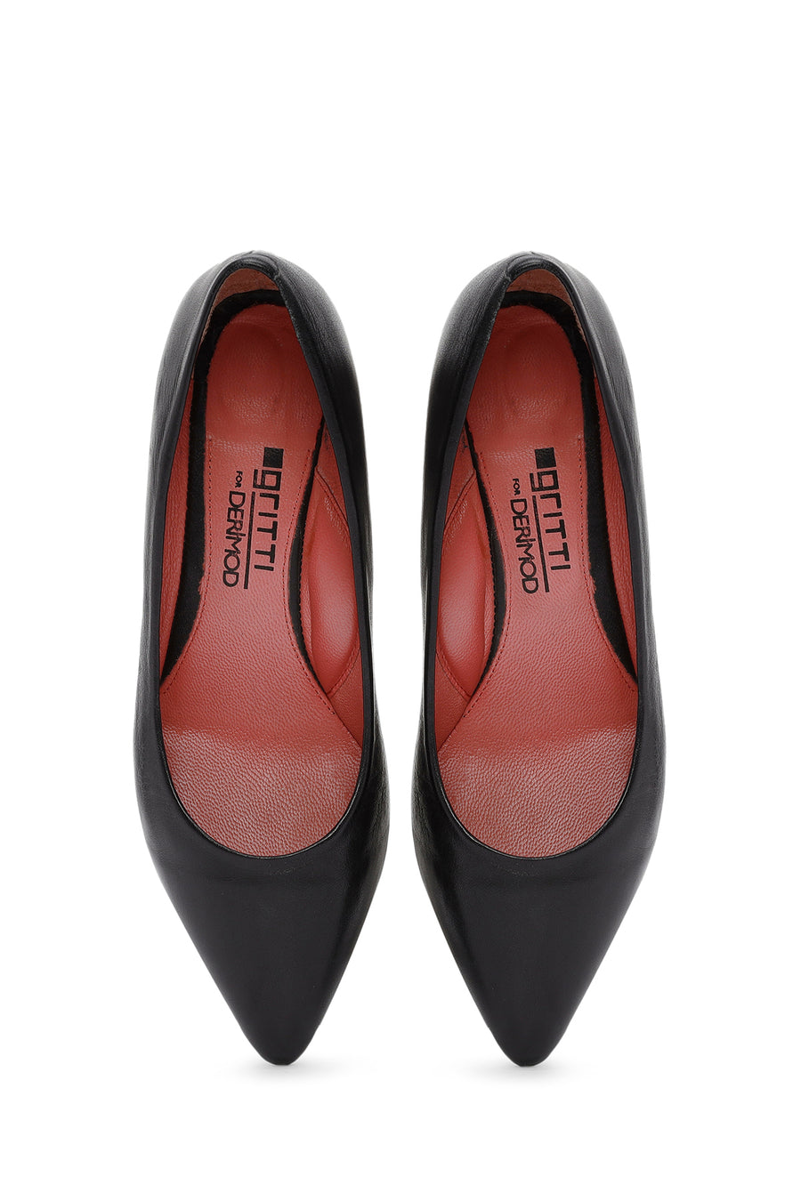 Derimod Gritti Women's Black Thick Heeled Leather Shoes