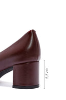 Derimod Gritti Women's Burgundy Thick Heeled Leather Shoes | Derimod