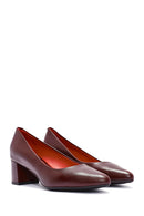 Derimod Gritti Women's Burgundy Thick Heeled Leather Shoes | Derimod