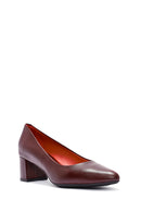 Derimod Gritti Women's Burgundy Thick Heeled Leather Shoes | Derimod