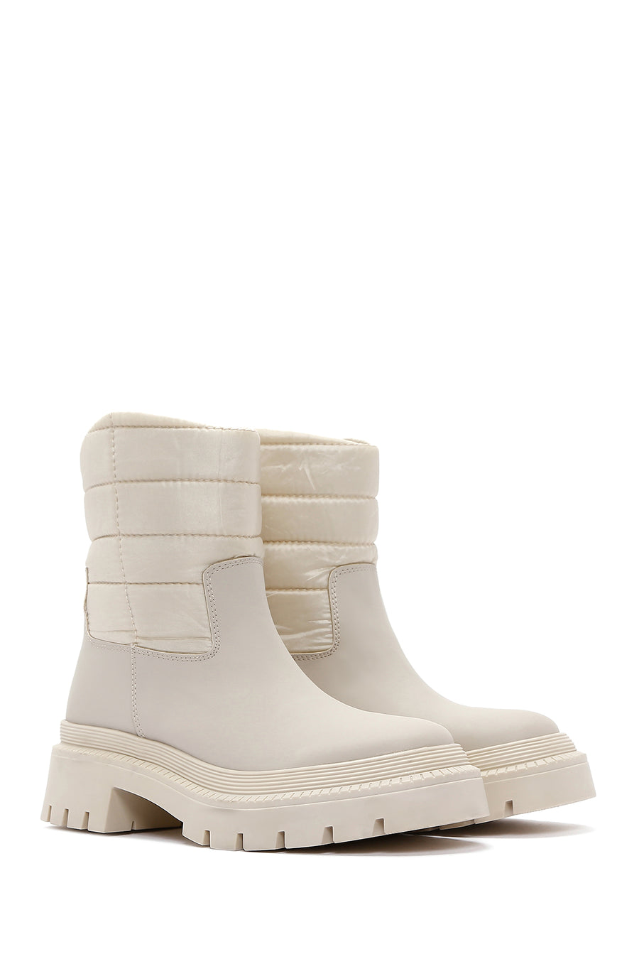 Women's Beige Thick Soled Casual Boots