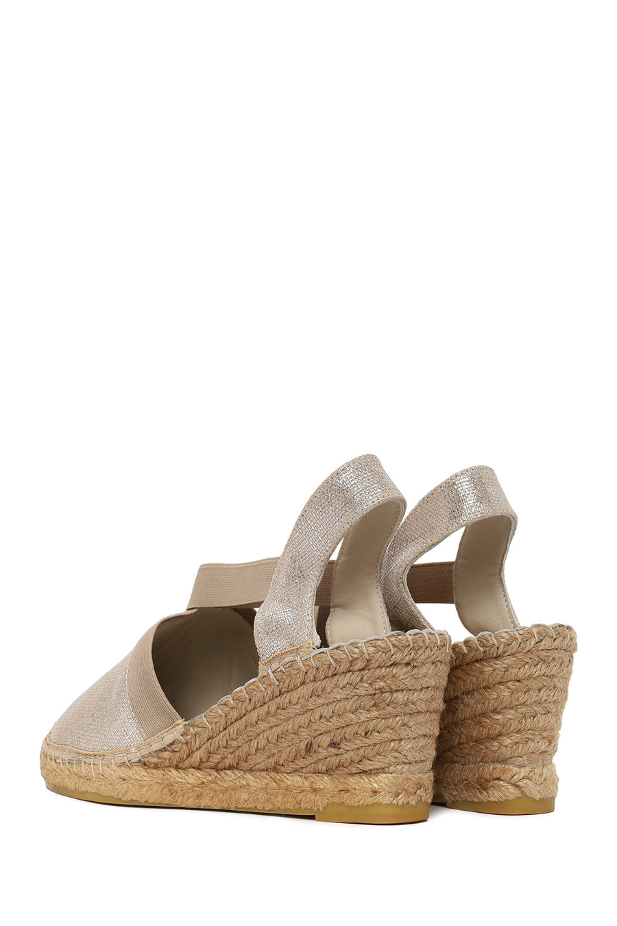 Woman Beige Shiny Wedge-heeled Espadrilles