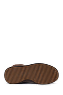 Woman Brown Zip Closure Thick-Soled Charmed Fabric Combat Boots | Derimod