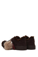 Woman Brown Lace-Up Charmed Suede Teddy Sneaker | Derimod