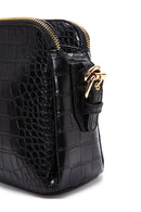 Women's Black Long Strap Crocodile Patterned Crossbody Bag | Derimod