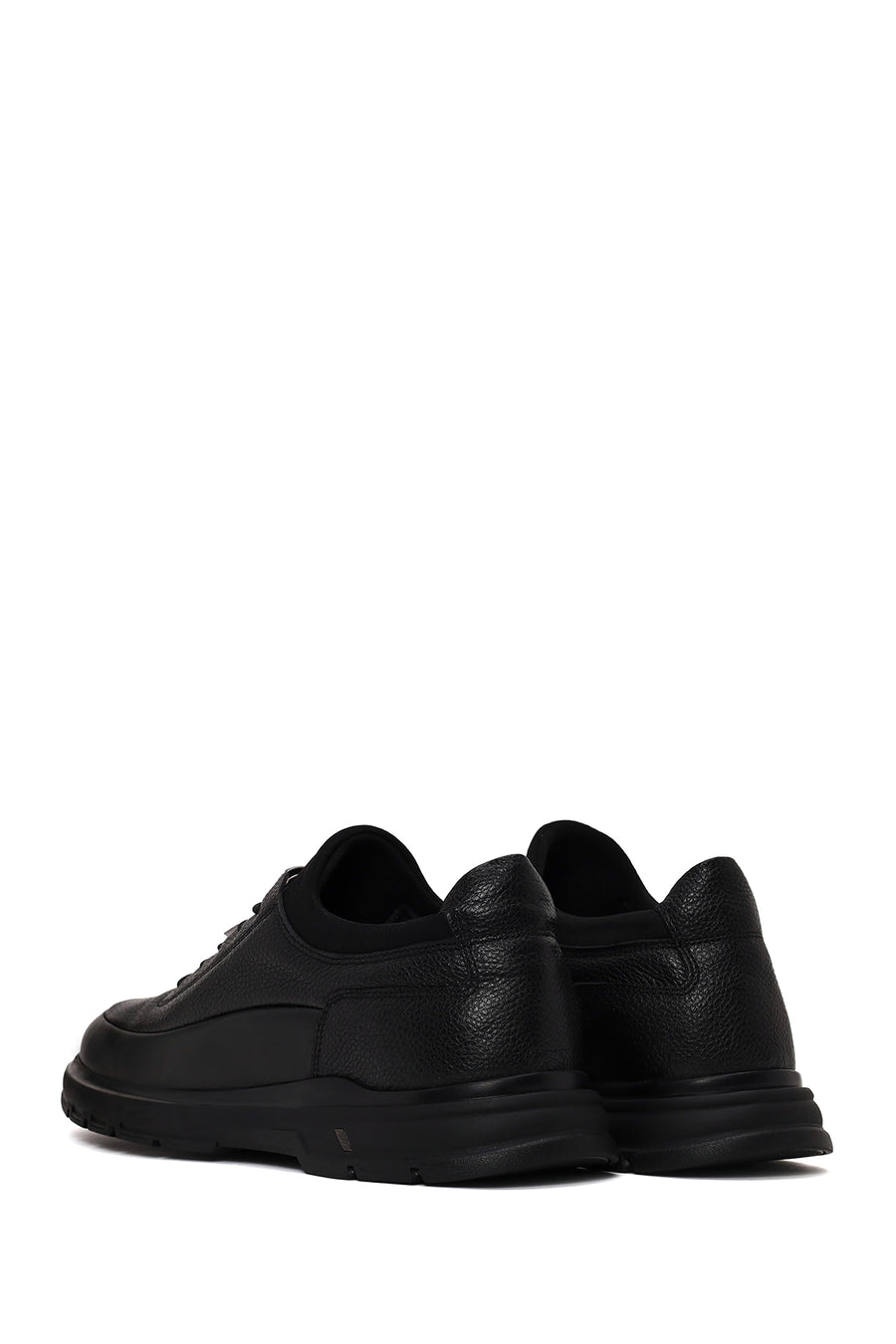 Erkek Siyah Bağcıklı Deri Casual Sneaker