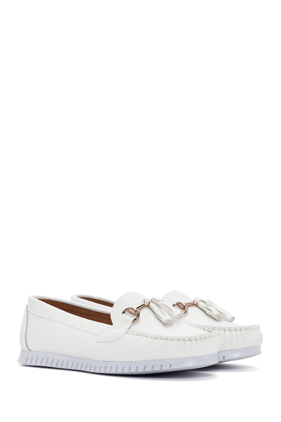 Women's White Tassel Detailed Loafer