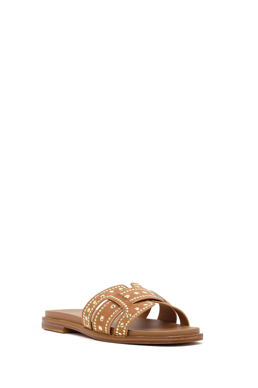 Women's Camel Studded Suede Slippers