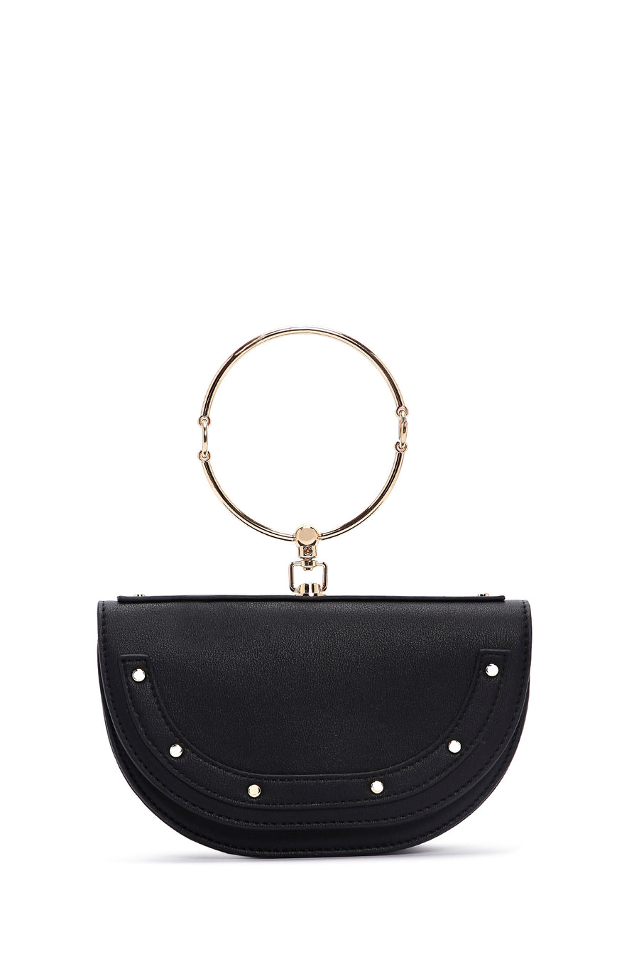 Women's Black Long Chain Strap Mini Evening Clutch Bag