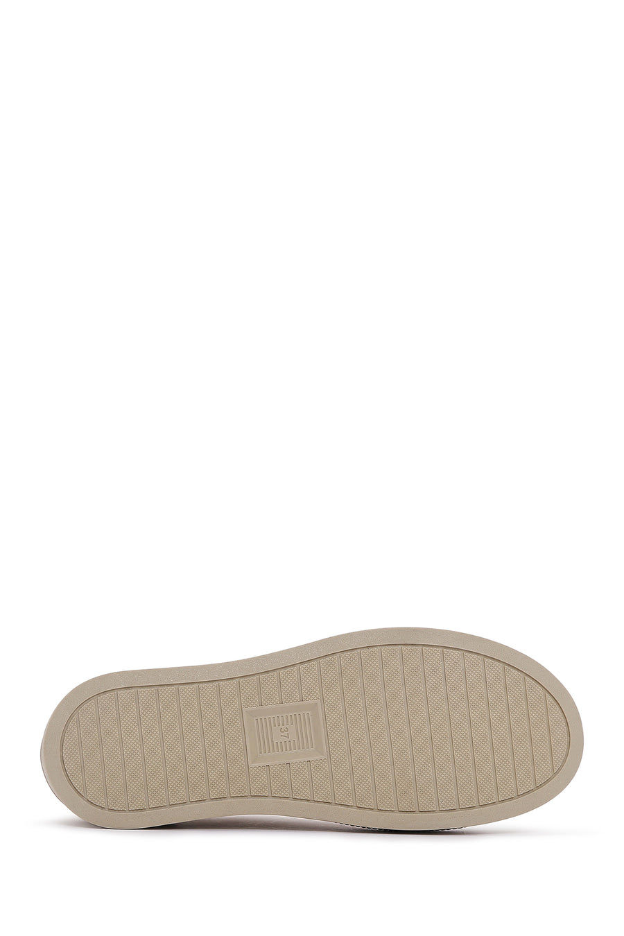 Women's Beige Leather Thick Soled Sneaker