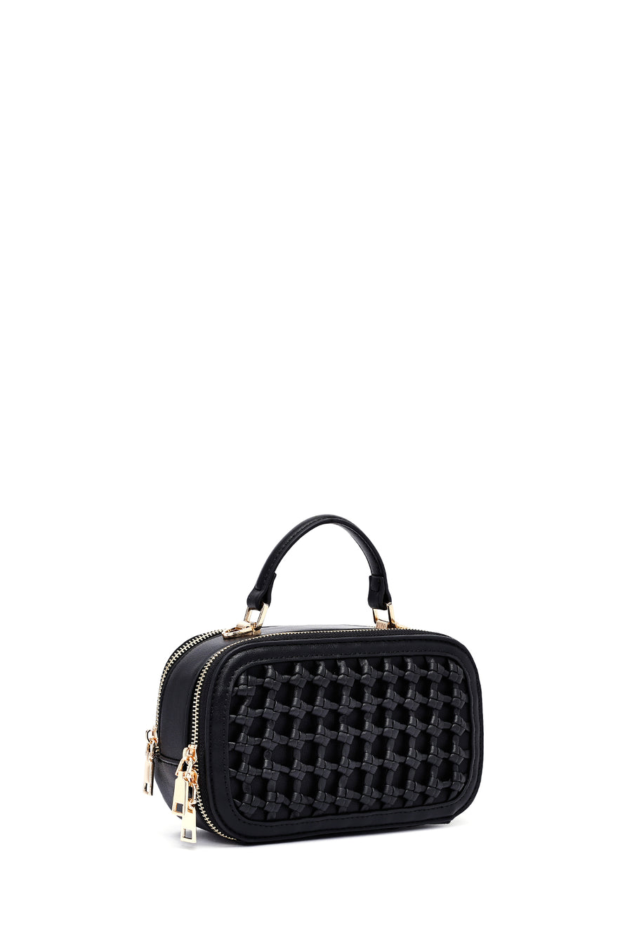 Women's Black Long Strap Braided Crossbody Bag