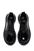 Women's Black Patent Leather Thick Soled Shoes | Derimod